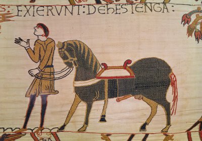 A groom brings William his charger, Bayeux Tapestry by Unbekannt Unbekannt